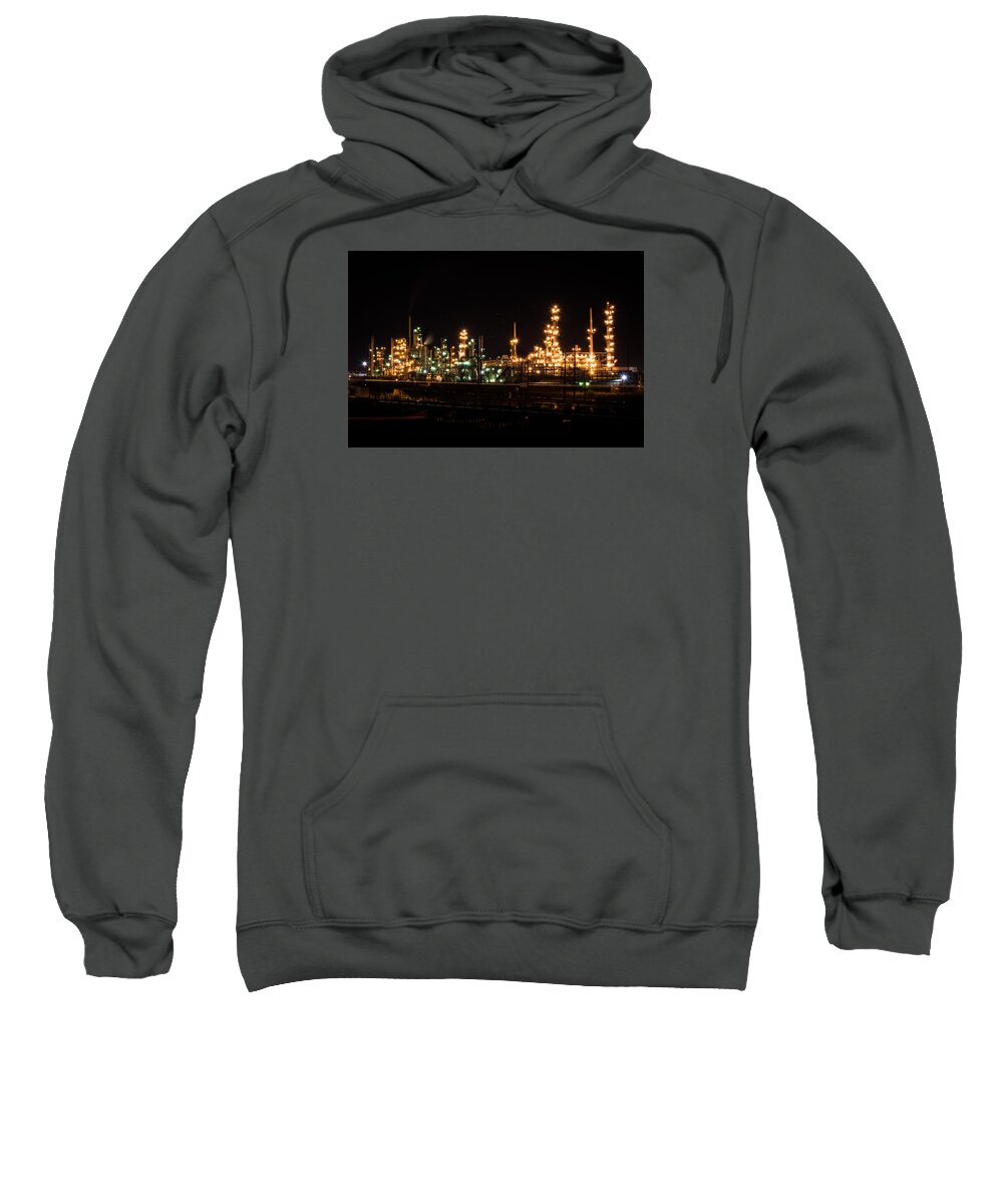Refinery Sweatshirt featuring the photograph Refinery At Night 3 by Stephen Holst