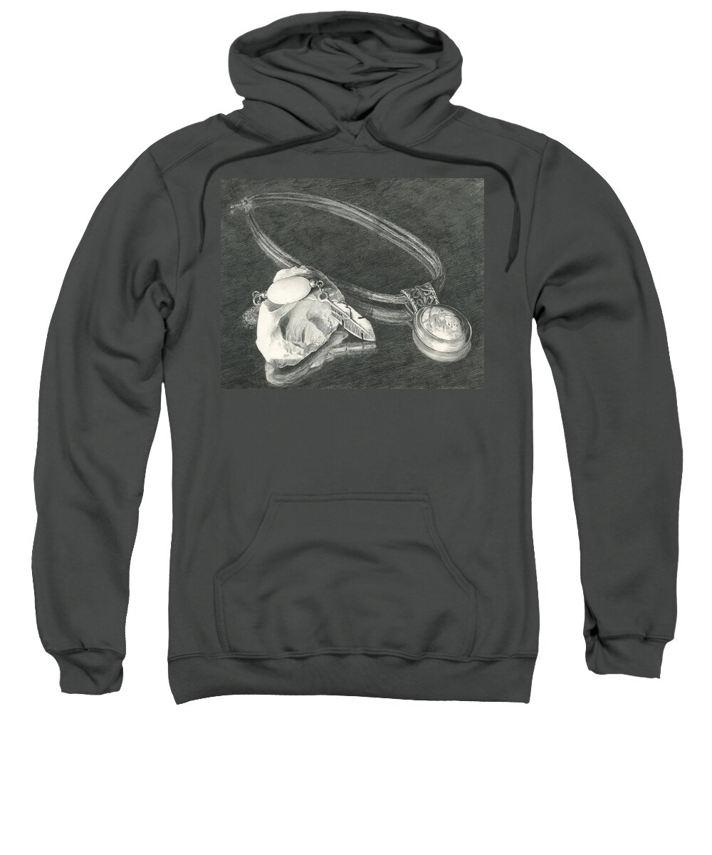 Jewelry Sweatshirt featuring the drawing Reflections by Brandy Woods