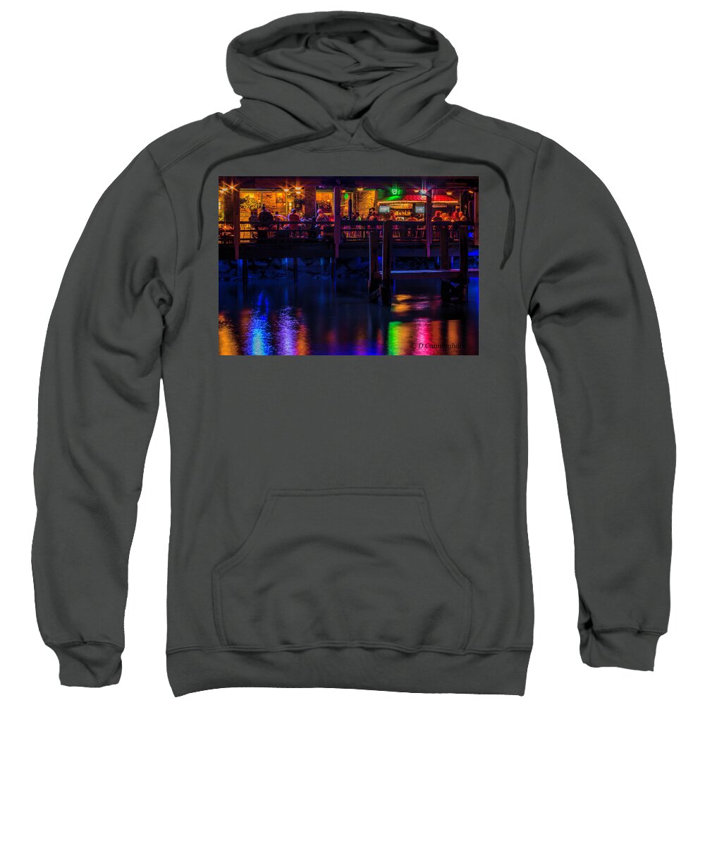 Riverview Grill Sweatshirt featuring the photograph Reflections From Riverview Grill by Dorothy Cunningham