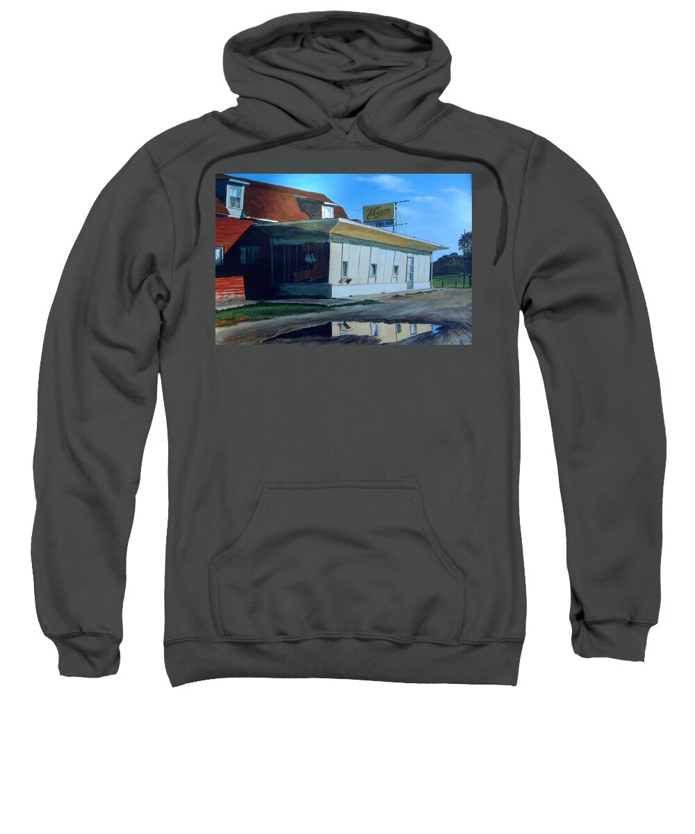 Landscape Sweatshirt featuring the painting Reflections Of A Diner by William Brody