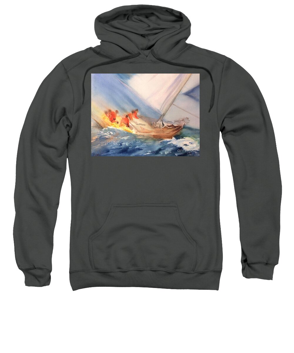Regate Sweatshirt featuring the painting Regate Marine by Francoise Chauray