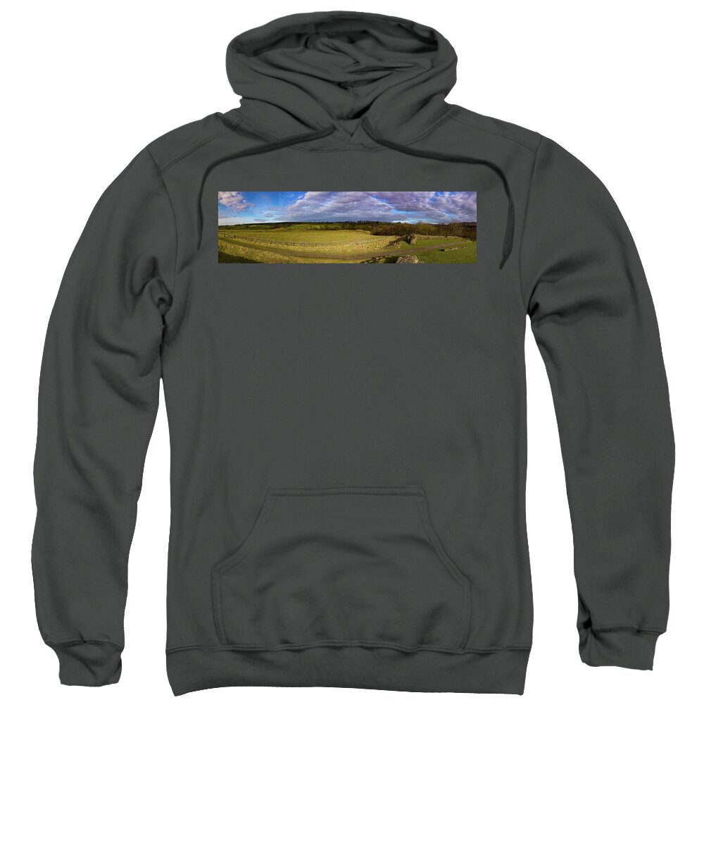 Panoramic Sweatshirt featuring the photograph Remnants of Hadrians Wall England by Tim Dussault