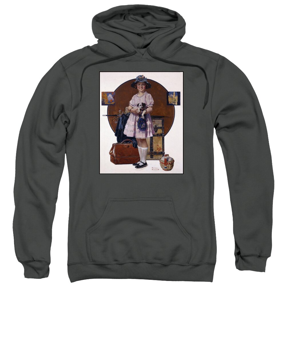 Returning From Summer Vacation Sweatshirt featuring the painting Returning From Summer Vacation by Norman Rockwell