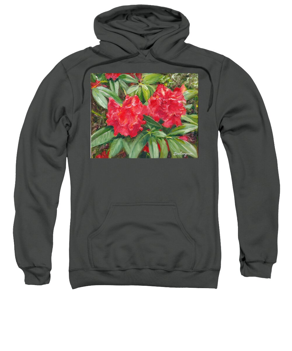 Rhododendrons Sweatshirt featuring the painting Rhododendrons by Dai Wynn