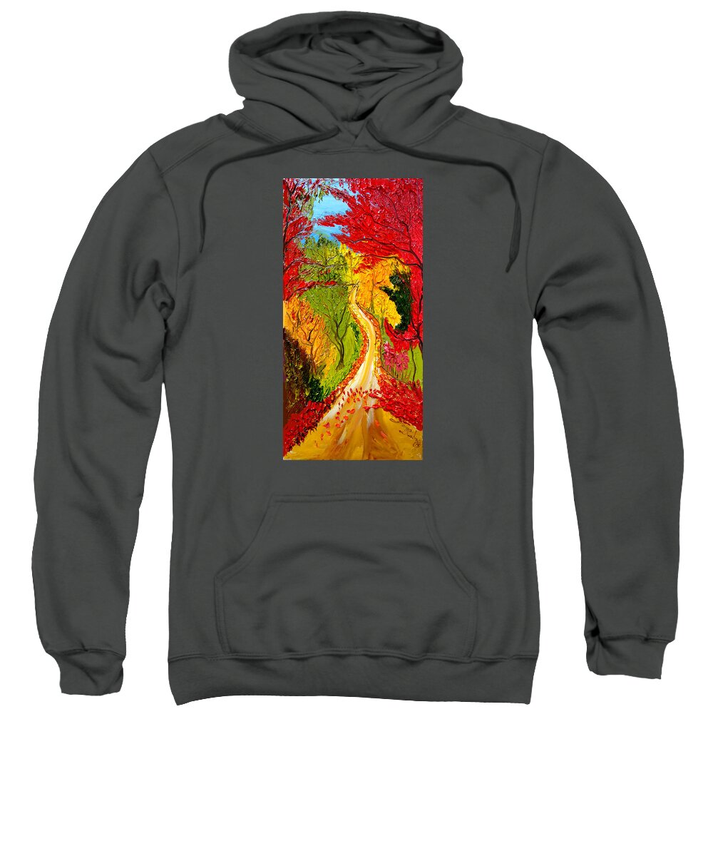  Sweatshirt featuring the painting Road To Autumn by James Dunbar