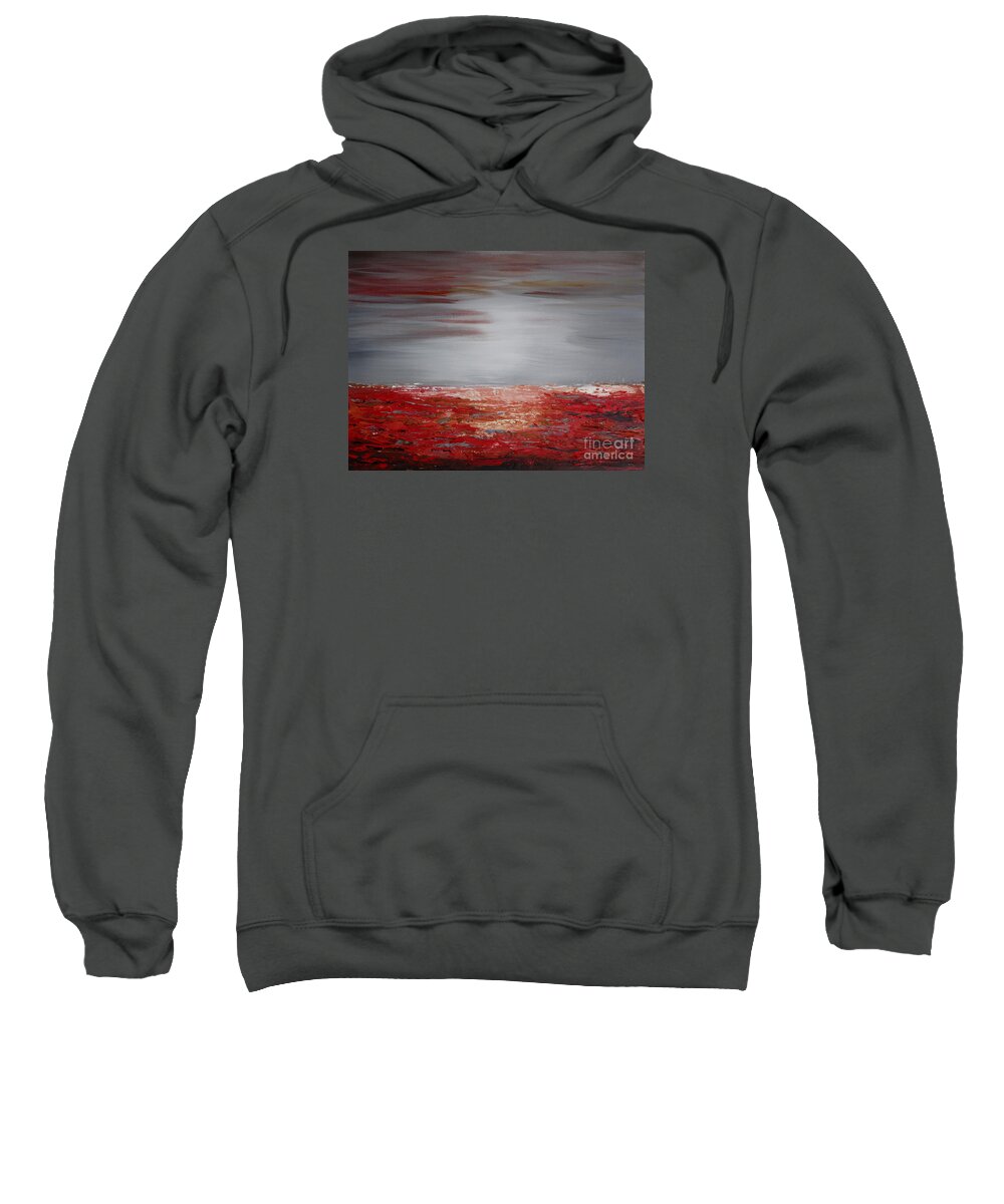 Red Sweatshirt featuring the painting Romantic sea by Preethi Mathialagan