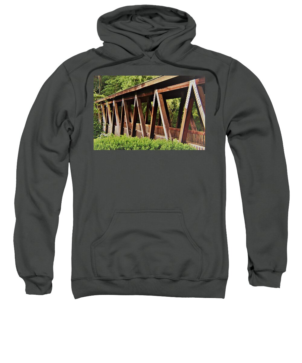 Covered Bridge Sweatshirt featuring the photograph Roswell Mill Covered Bridge by Mary Ann Artz