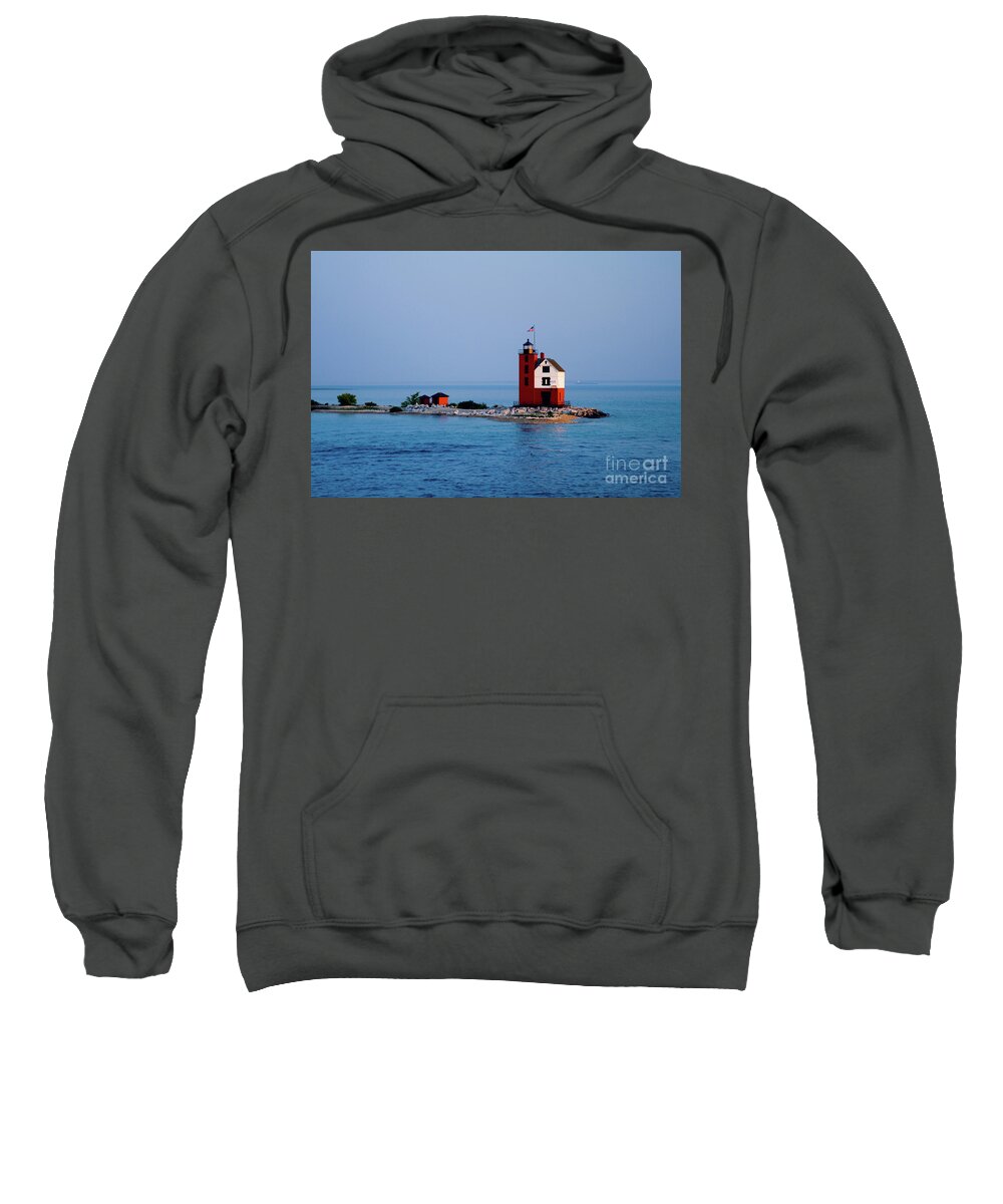 Round Island Sweatshirt featuring the photograph Round Island Lighthouse by Rich S