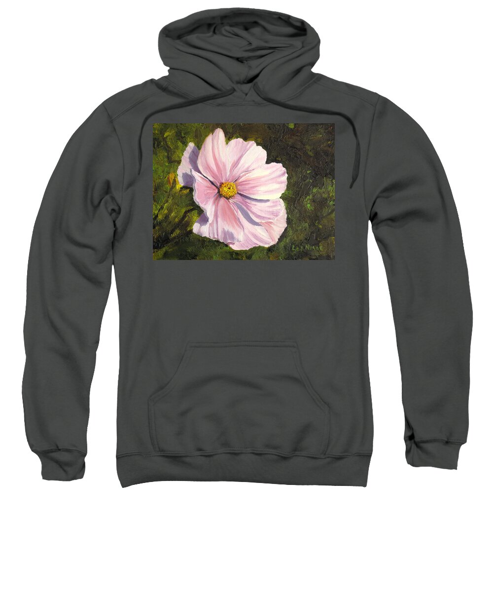Cosmos Sweatshirt featuring the painting Ruffled Cosmos by Lea Novak