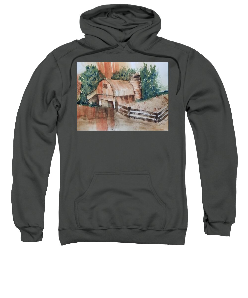 Barn Sweatshirt featuring the painting Rusty Barn by Elise Boam