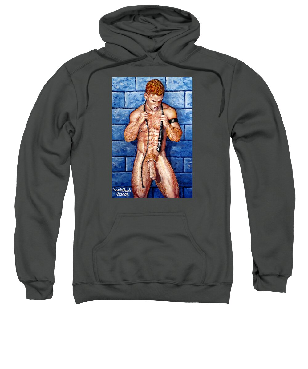 Leather Sweatshirt featuring the painting Rusty the Whipster by Marc DeBauch