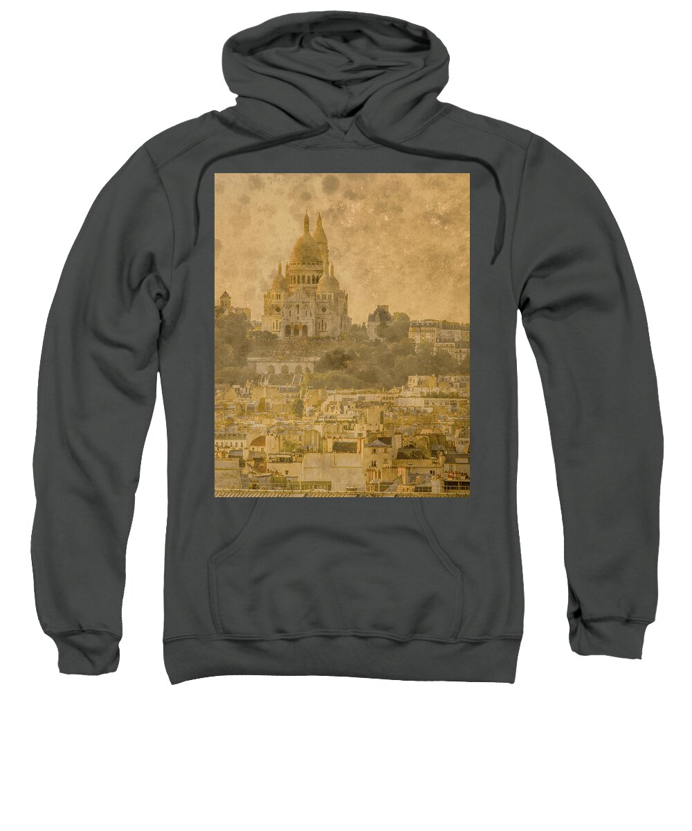 France Sweatshirt featuring the photograph Paris, France - Sacre-Coeur Oldplate by Mark Forte
