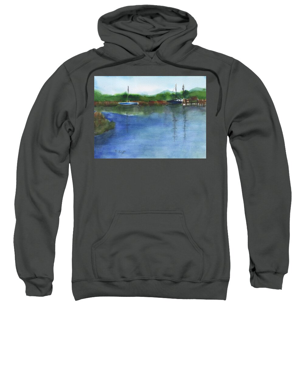 Sailboats Sweatshirt featuring the painting Sailboats on Wilmington Island 2 by Frank Bright