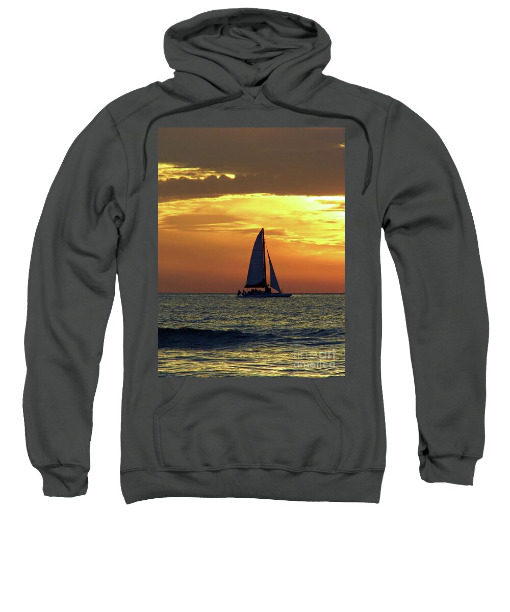 Boat Sweatshirt featuring the photograph Sailing Into The Sunset by D Hackett