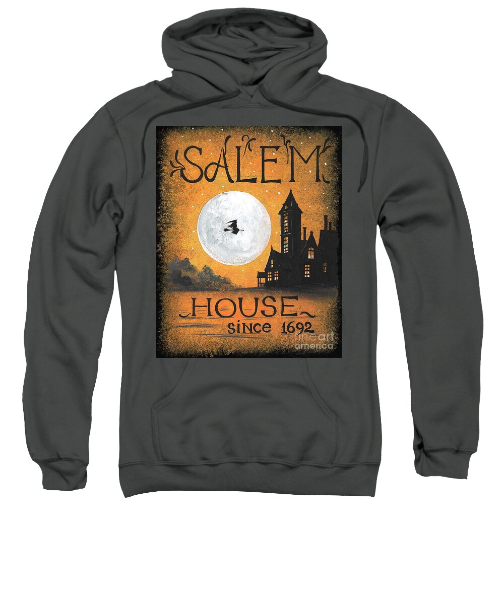 Print Sweatshirt featuring the painting Salem House by Margaryta Yermolayeva