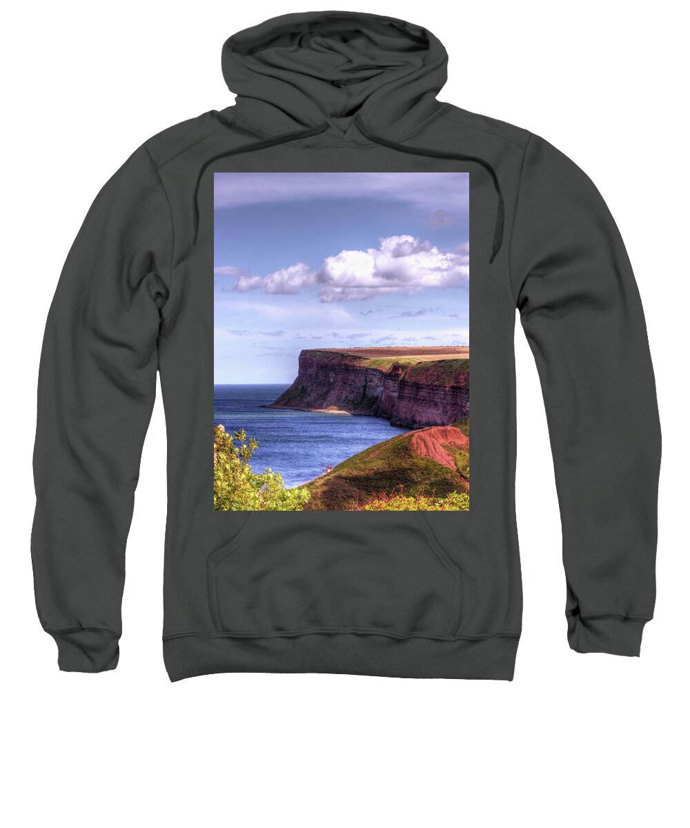 Saltburn Sweatshirt featuring the photograph Saltburn Cliffs by Jeff Townsend
