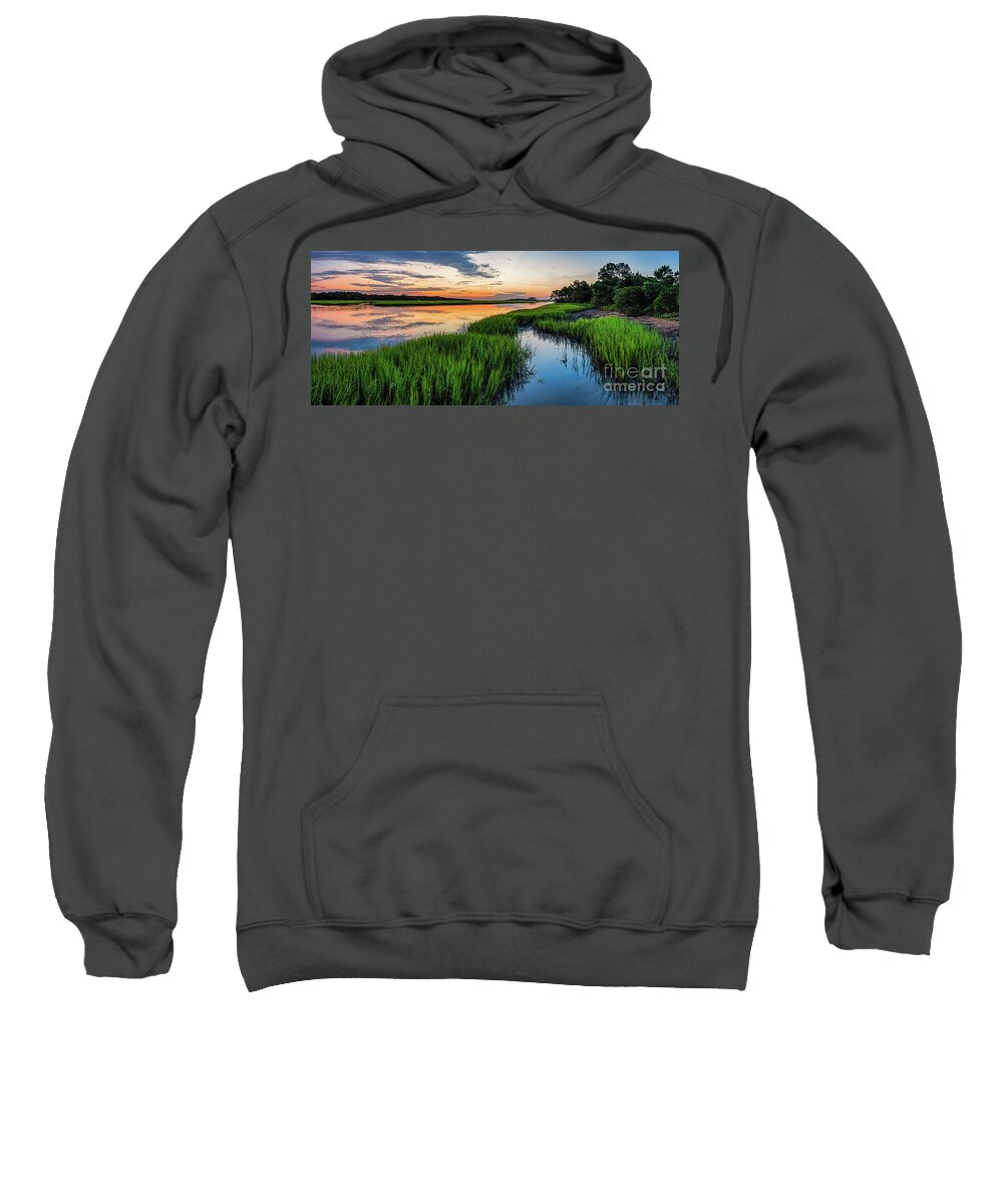 Saltwater Marsh Sweatshirt featuring the photograph Saltwater Marsh Summer Sunrise by David Smith