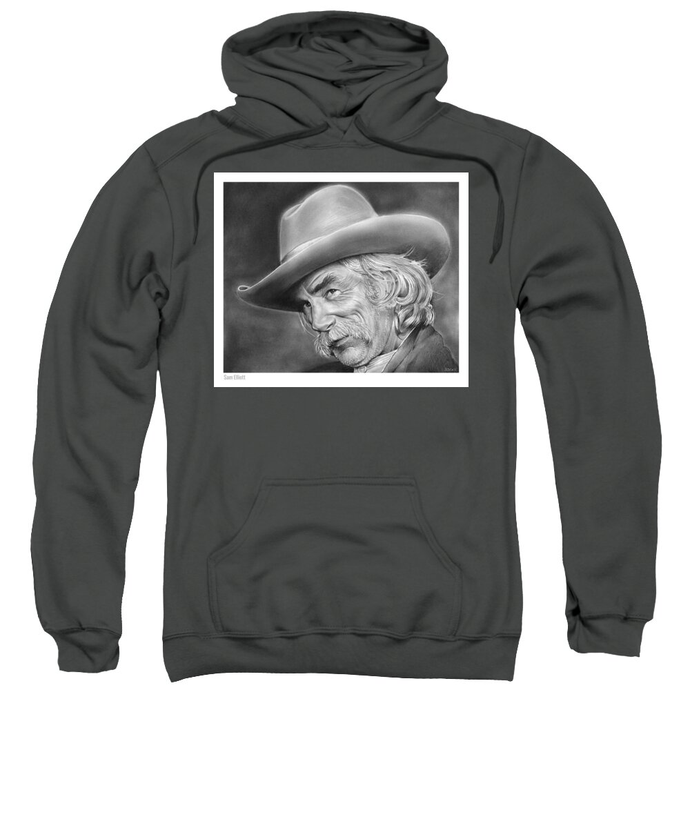 Sam Elliott Sweatshirt featuring the drawing Sam Elliott by Greg Joens