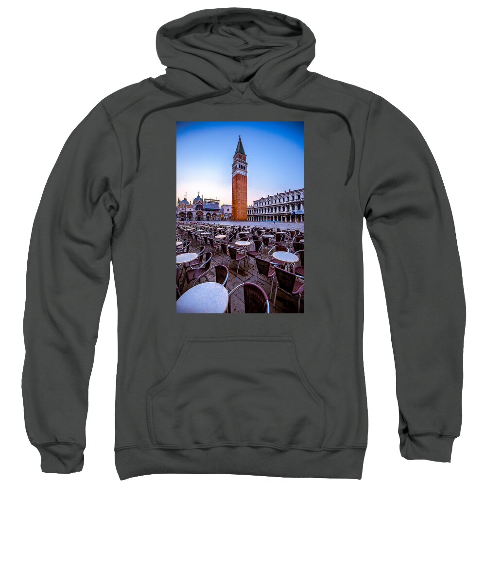 Venice Sweatshirt featuring the photograph San Marco Plaza in the Morning by Lev Kaytsner