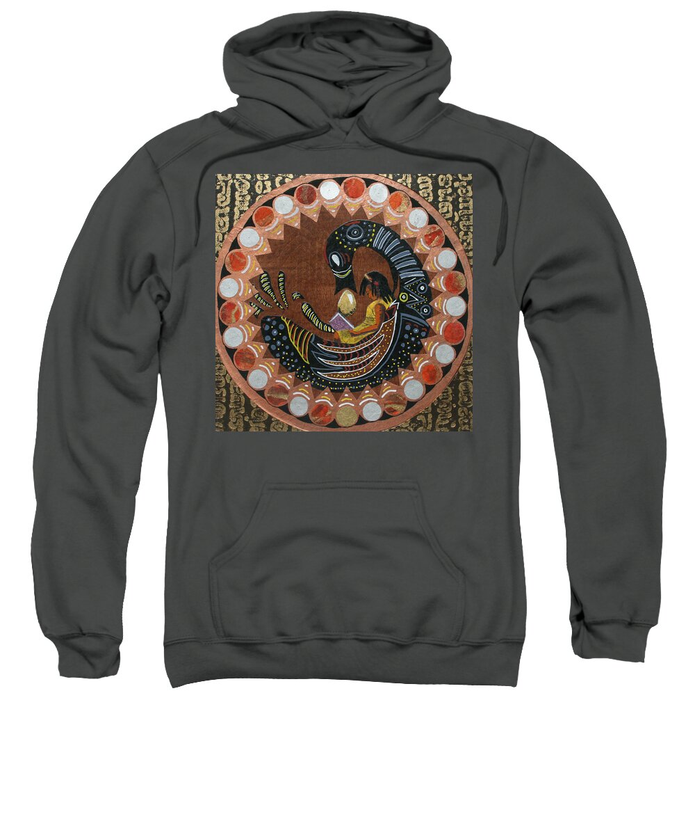Black Sweatshirt featuring the mixed media Sankofa Leads, The Future Awaits by Edmund Royster