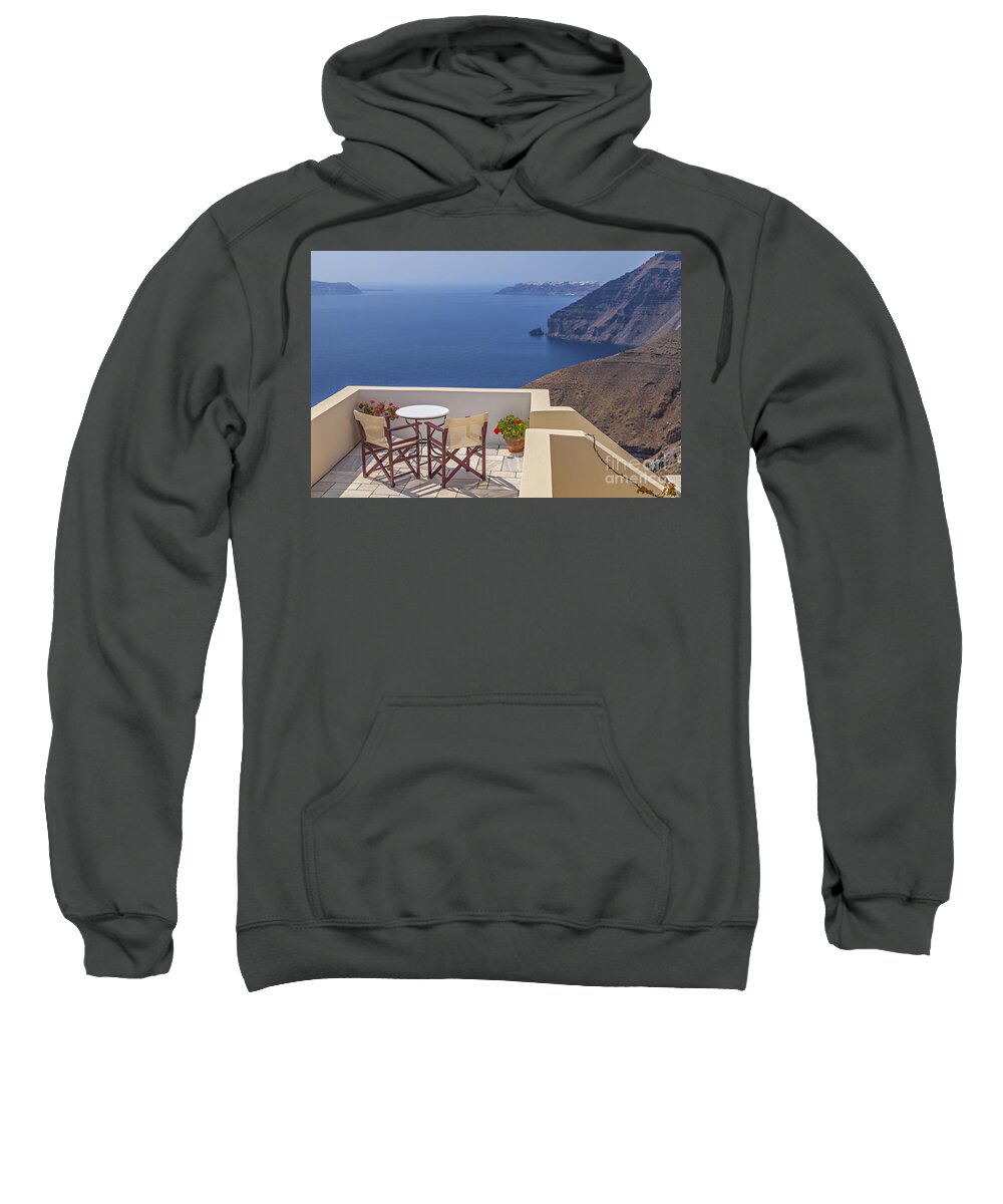 Santorini Sweatshirt featuring the photograph Santorini sun terrace by Sophie McAulay