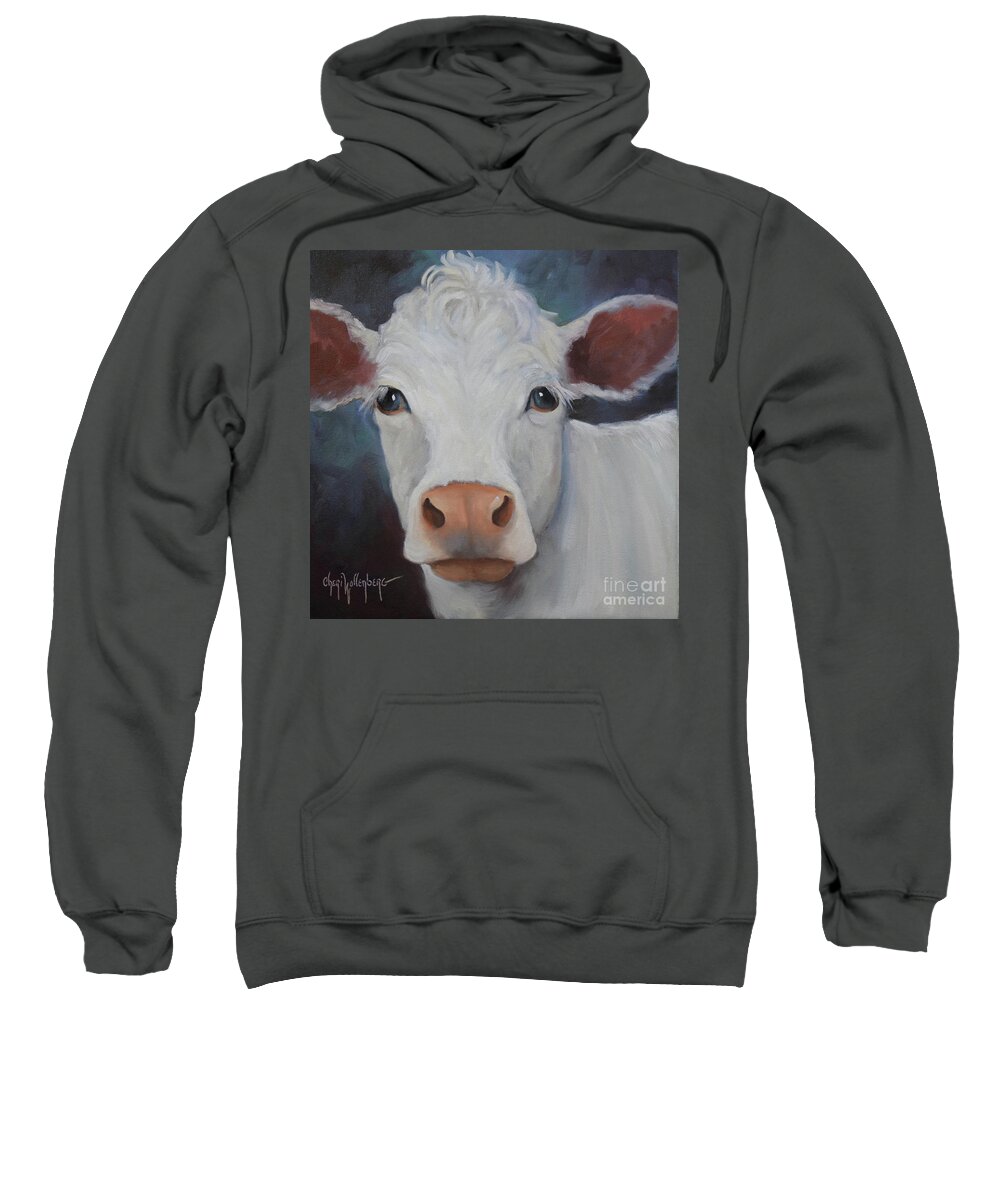 Cow Print Sweatshirt featuring the painting Sassy III by Cheri Wollenberg