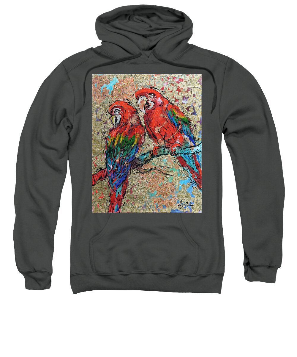 Parrots Sweatshirt featuring the painting Scarlet Macaws by Jyotika Shroff