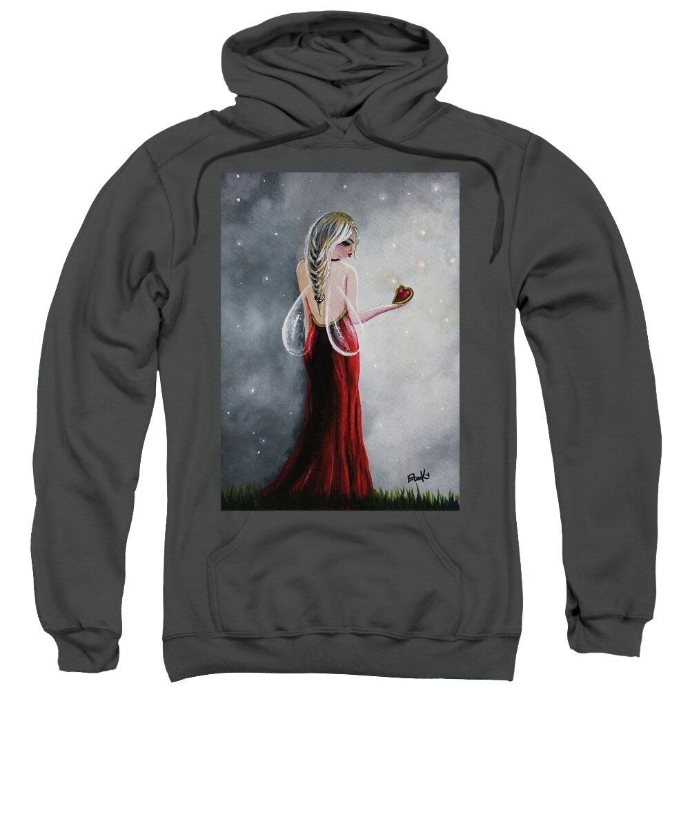 Fairy Sweatshirt featuring the painting Scarlett - Original Fairy Art by Moonlight Art Parlour