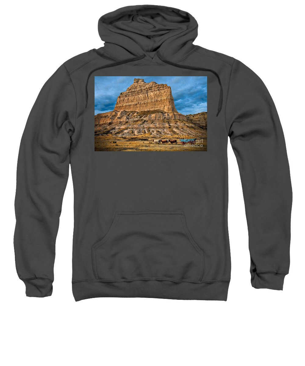 19th-century Landmark Sweatshirt featuring the photograph Scotts Bluff National Monument by Elizabeth Winter