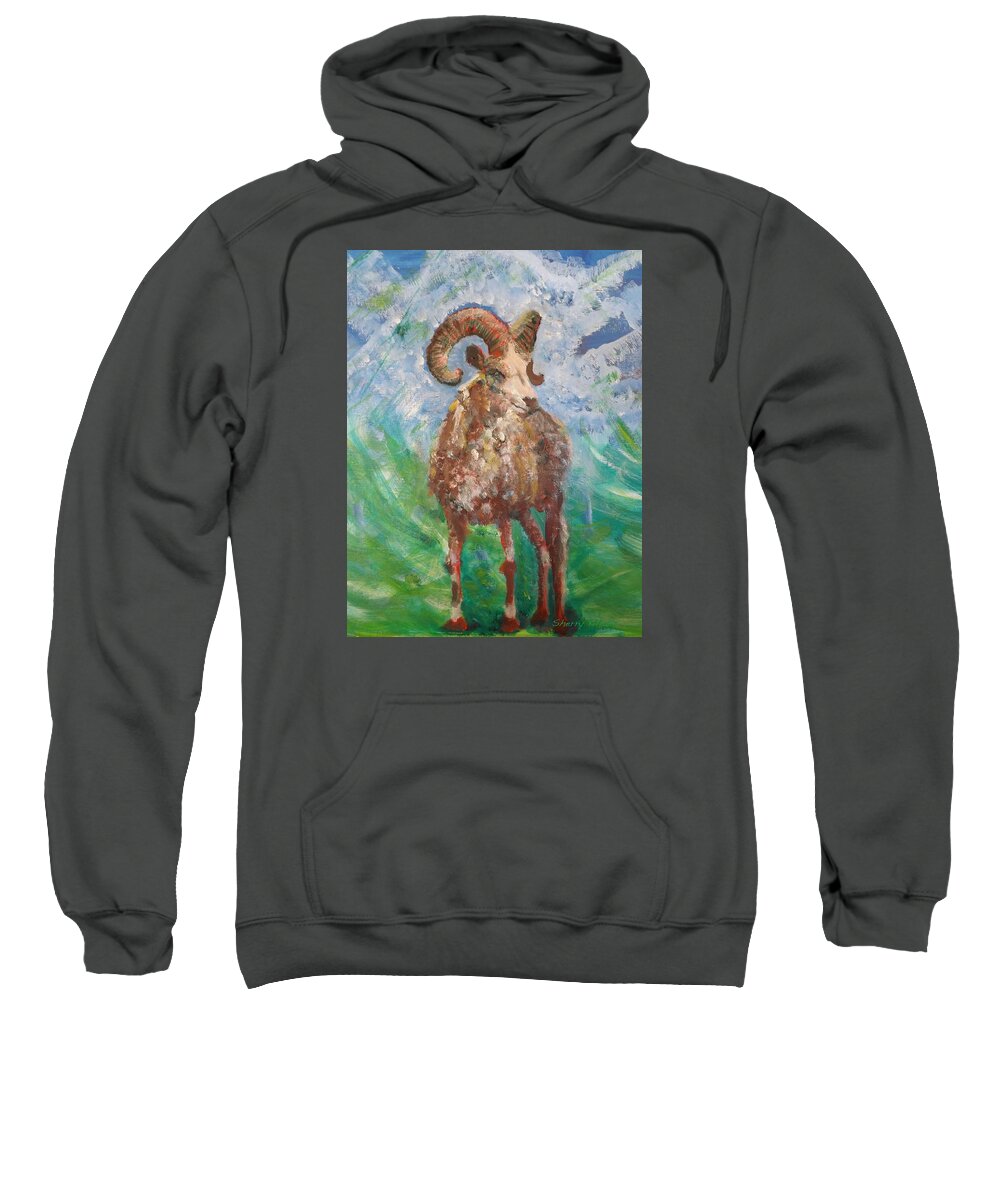 Goat Sweatshirt featuring the painting Sea Goat Close Up by Sherry Killam