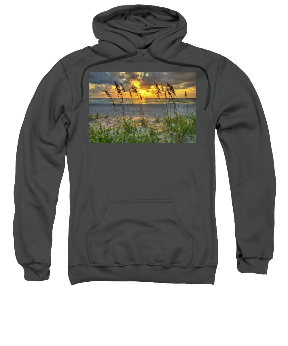 Seaoats Sweatshirt featuring the photograph Seaoats Sunrise at Beach by Kim Seng