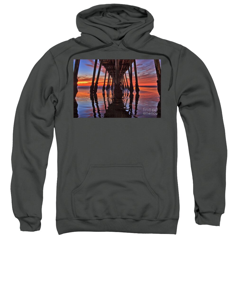 Imperial Beach Sweatshirt featuring the photograph Seaside reflections under the Imperial Beach Pier by Sam Antonio