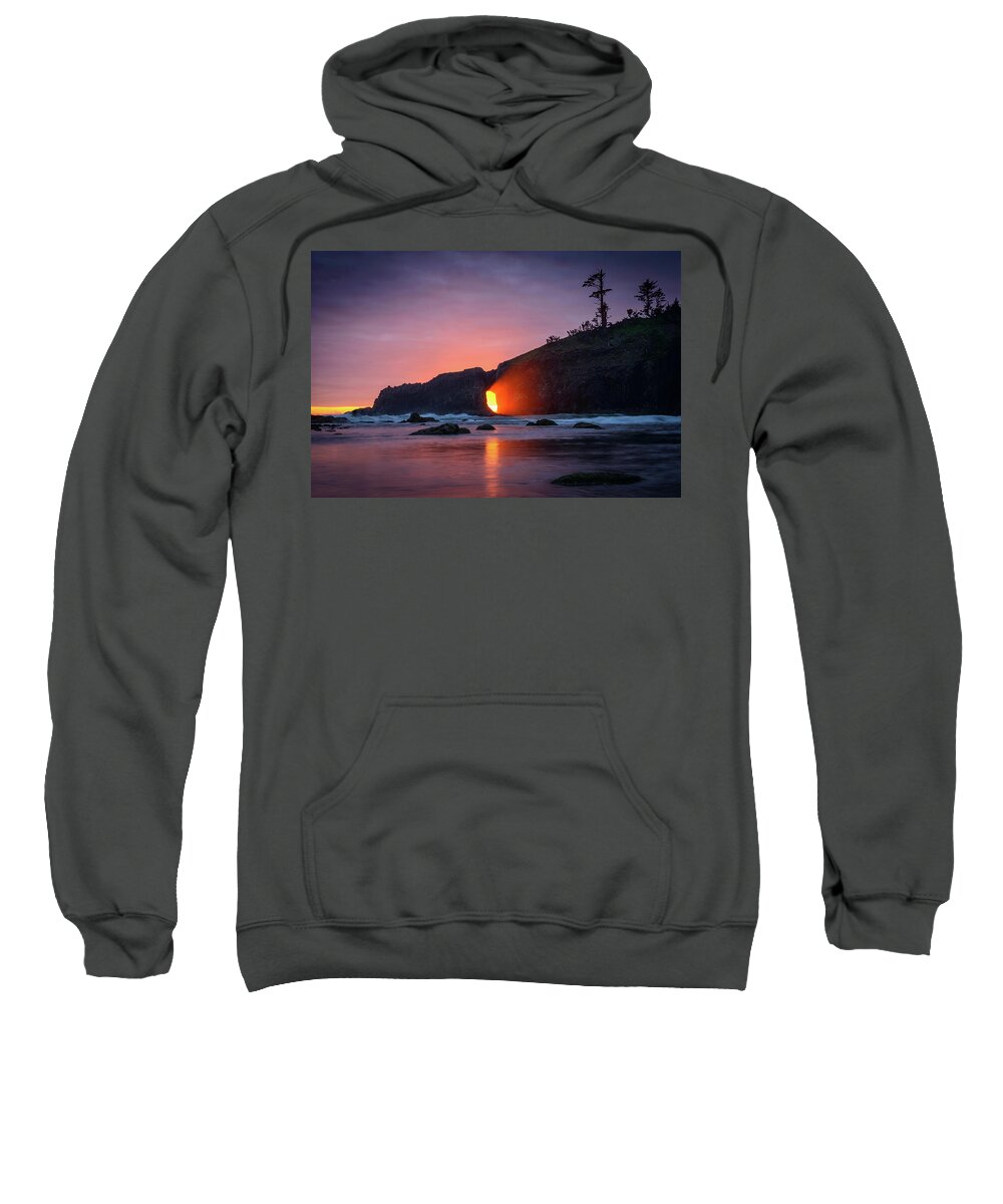 Landscape Sweatshirt featuring the photograph Second Beach Light Shaft by Dan Mihai