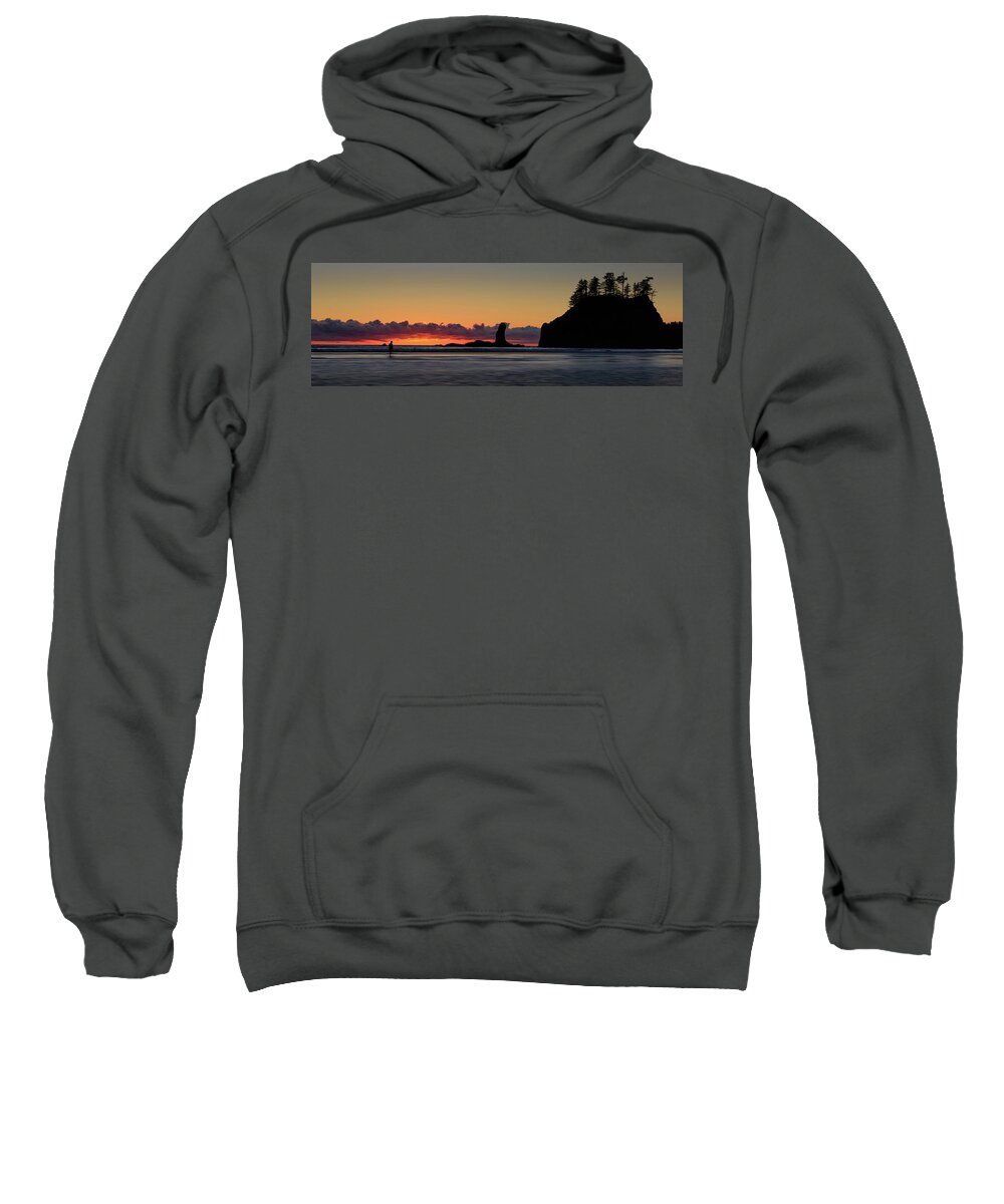 Second Beach Sweatshirt featuring the photograph Second Beach Silhouettes by Dan Mihai