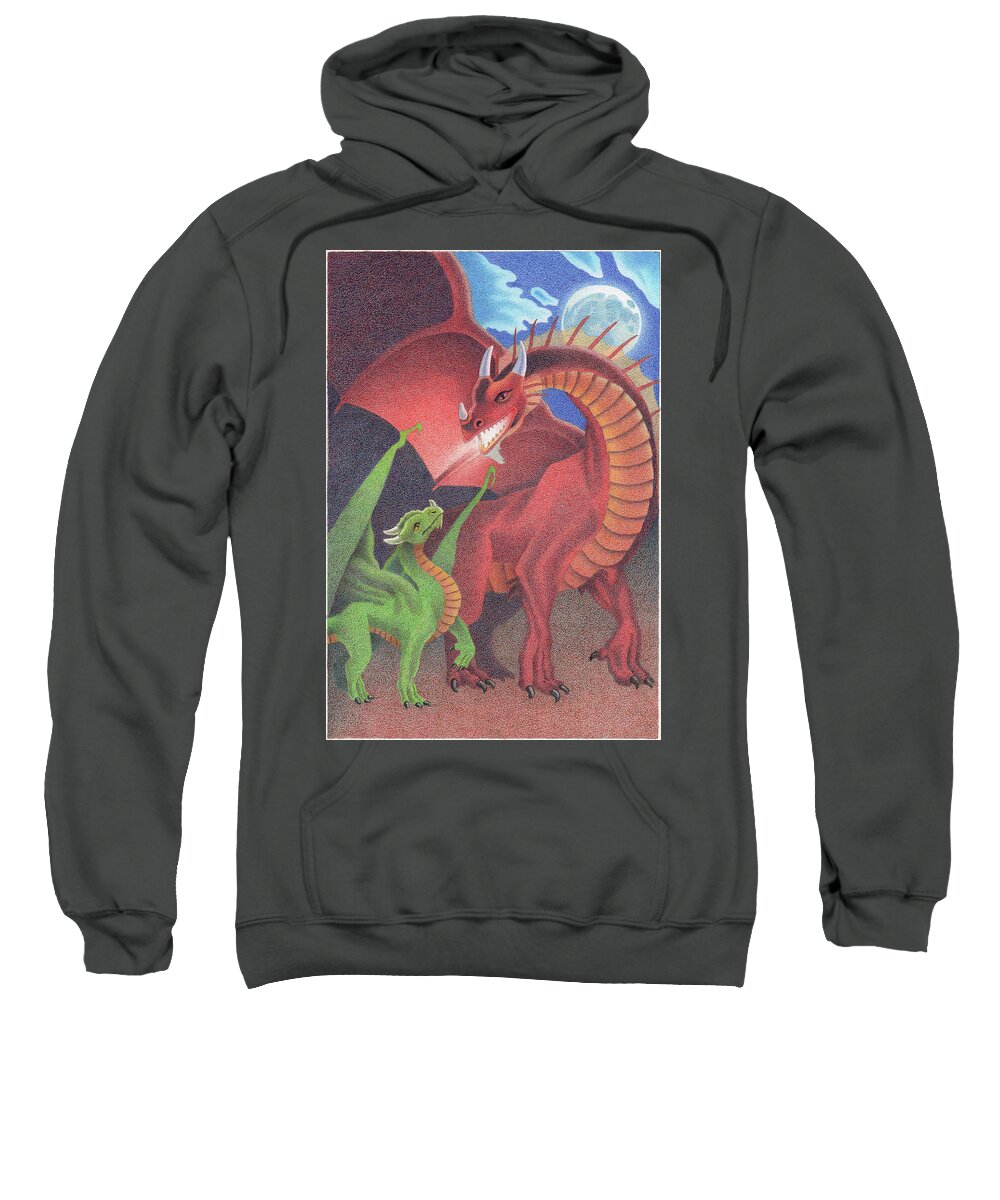 Flame Sweatshirt featuring the drawing Secrets of the Flame by Dan Miller