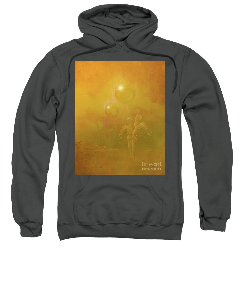 Surreal Sweatshirt featuring the painting Shipwrecked lovers by Alexa Szlavics