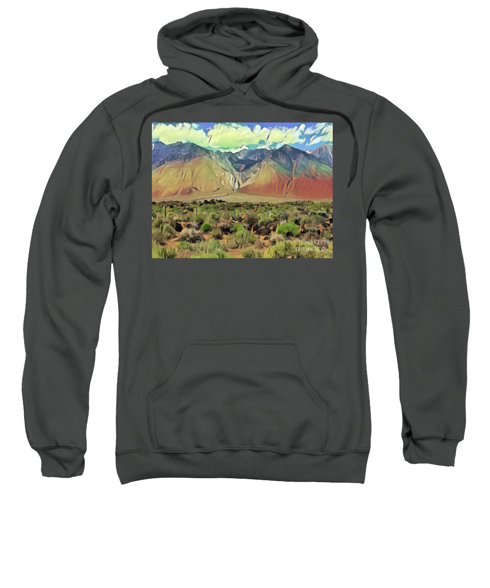 Sierras Sweatshirt featuring the digital art Sierras II by Jackie MacNair