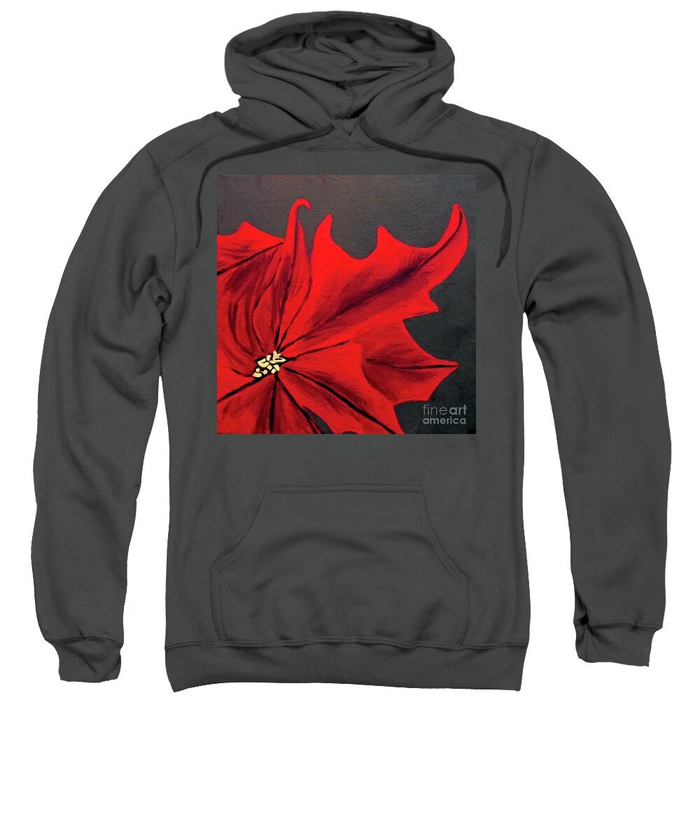 Poinsettia Sweatshirt featuring the painting Sign of the Season by Jilian Cramb - AMothersFineArt