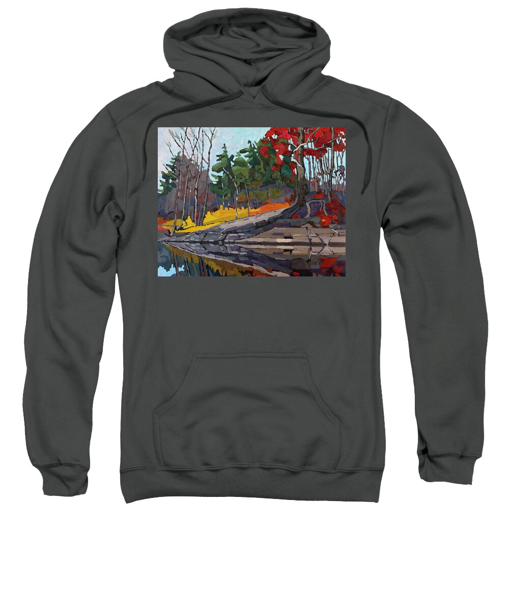 Red Sweatshirt featuring the painting Singleton Autumn by Phil Chadwick