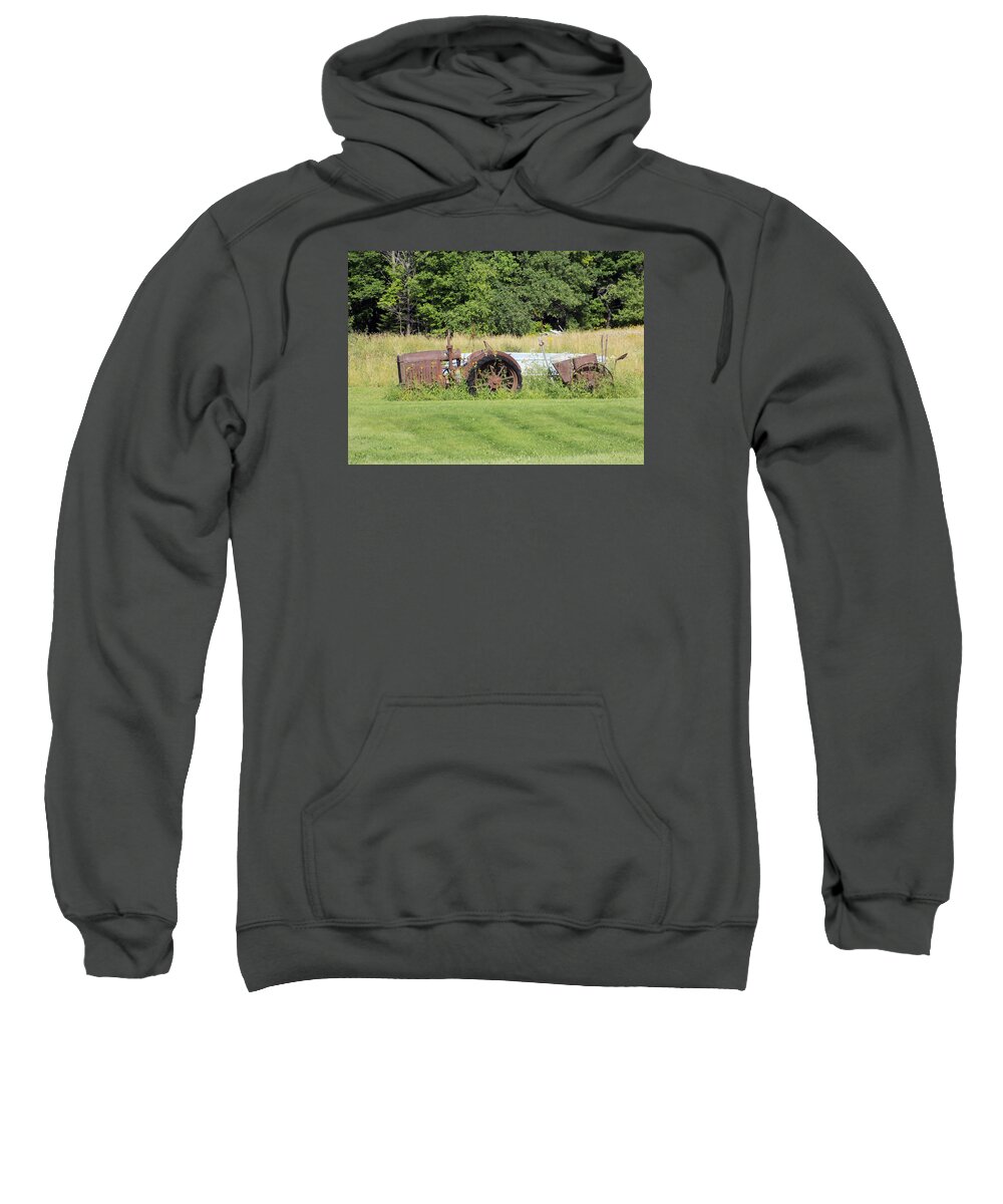 Old Tractor Sweatshirt featuring the photograph Sinking and Rusting by William Tasker