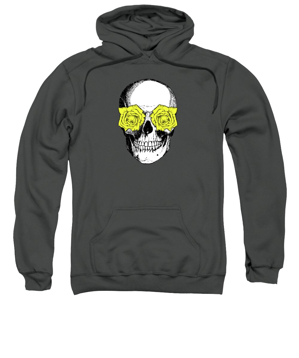 Skull And Roses Sweatshirt featuring the digital art Skull and Roses by Eclectic at Heart
