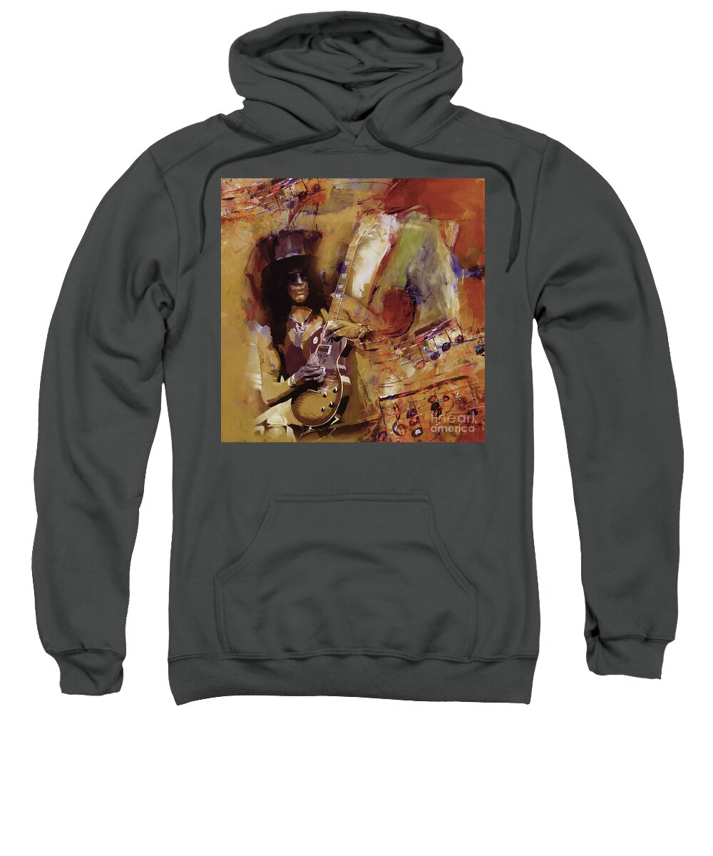Slash Sweatshirt featuring the painting Slash guitarist 1 by Gull G
