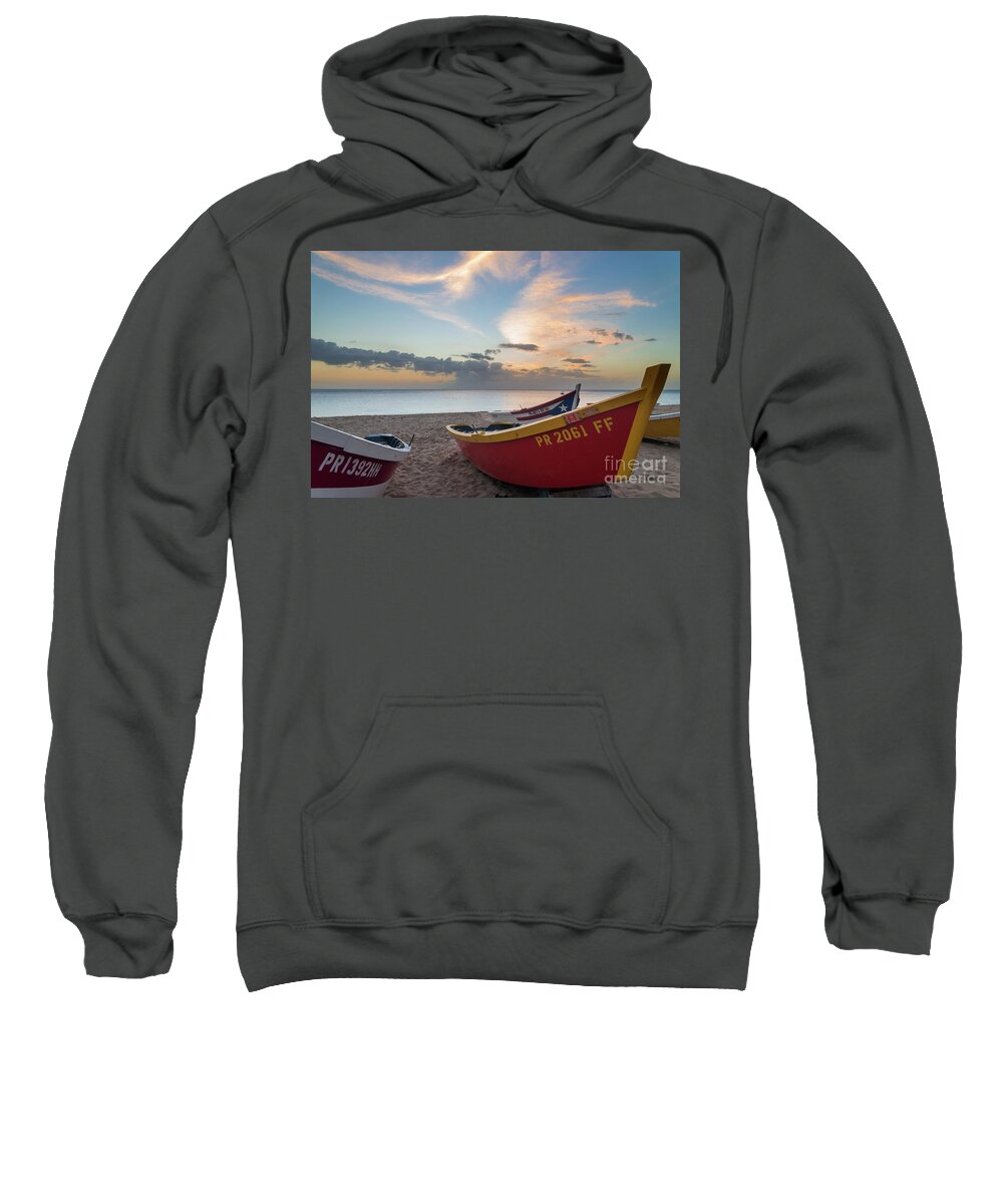 Puerto Rico Sweatshirt featuring the photograph Sleeping boats on the beach by Paul Quinn