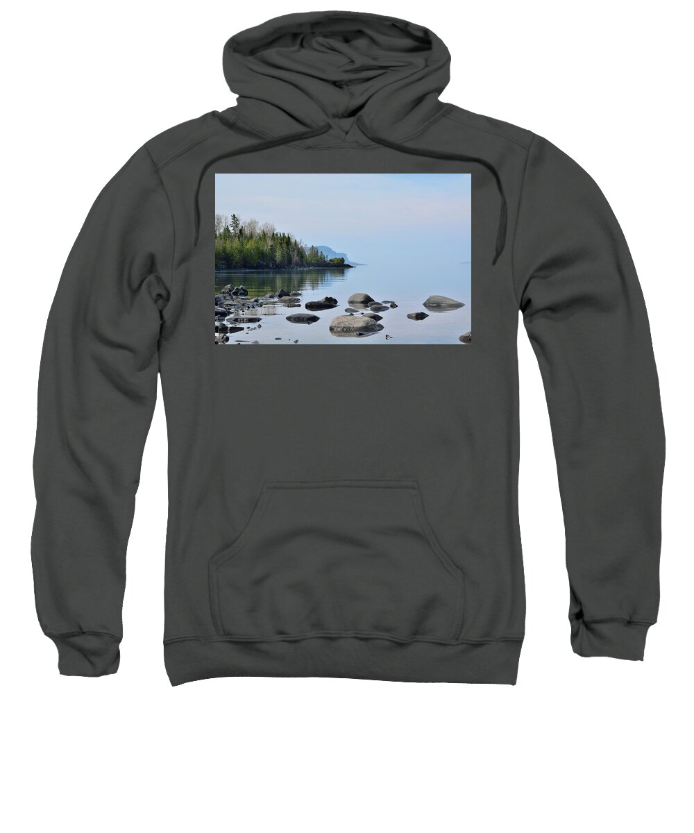 Outdoor Sweatshirt featuring the photograph Sleeping Giant Trail View-Lake Superior Shoreline by David Porteus