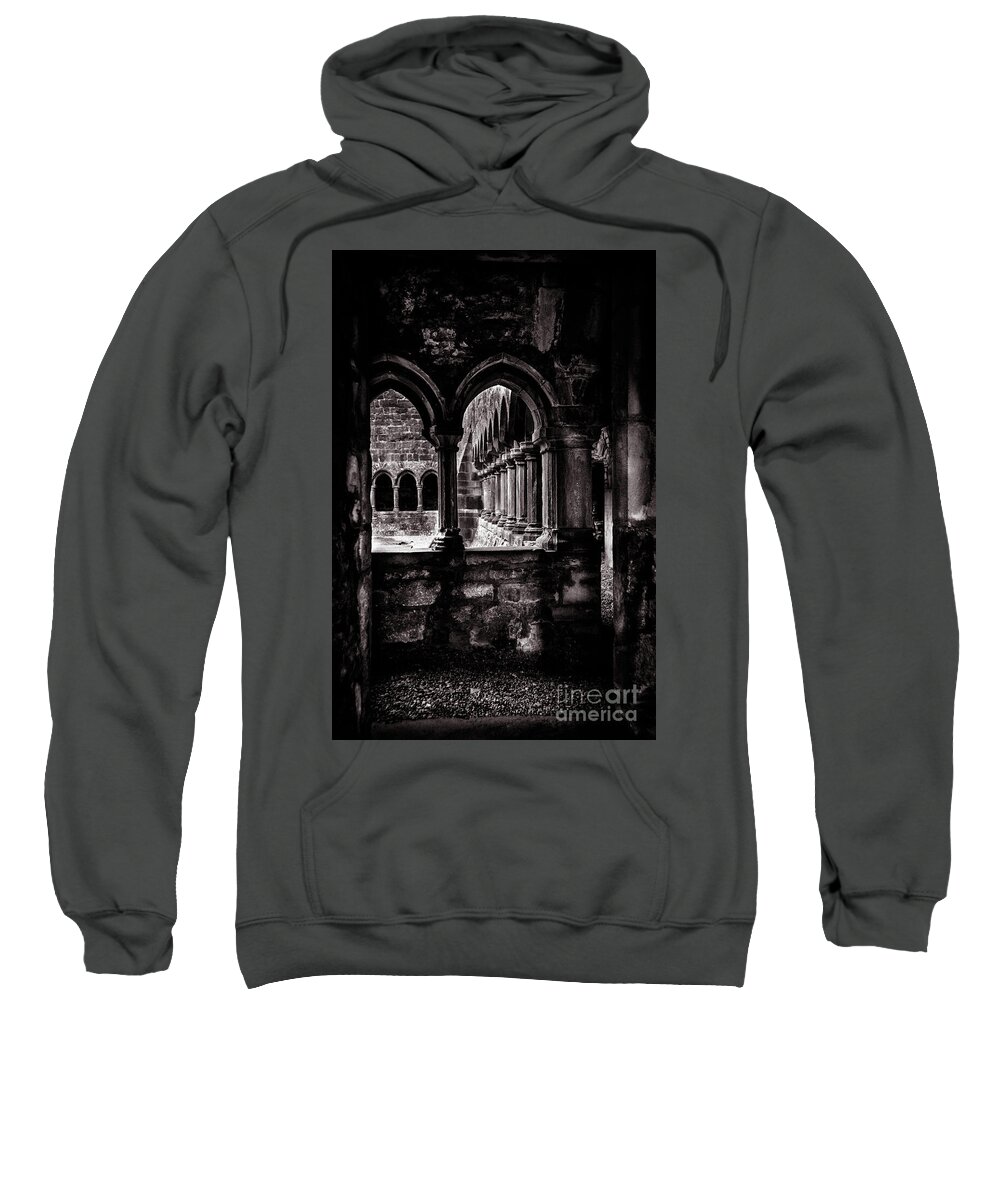 Ireland Sweatshirt featuring the photograph Sligo Abbey Interior BW by RicardMN Photography