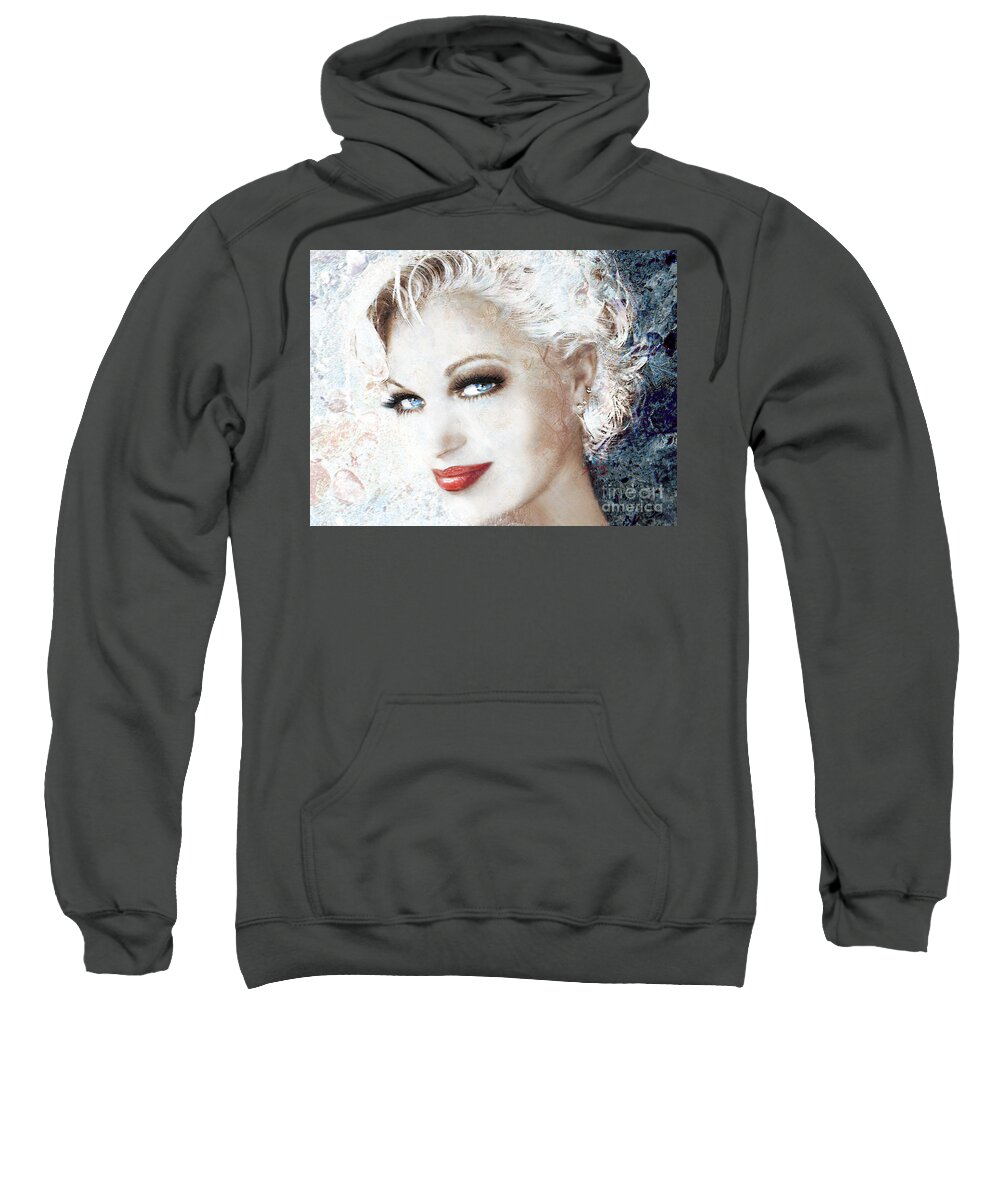 Woman Sweatshirt featuring the painting Smile Blue by Angie Braun