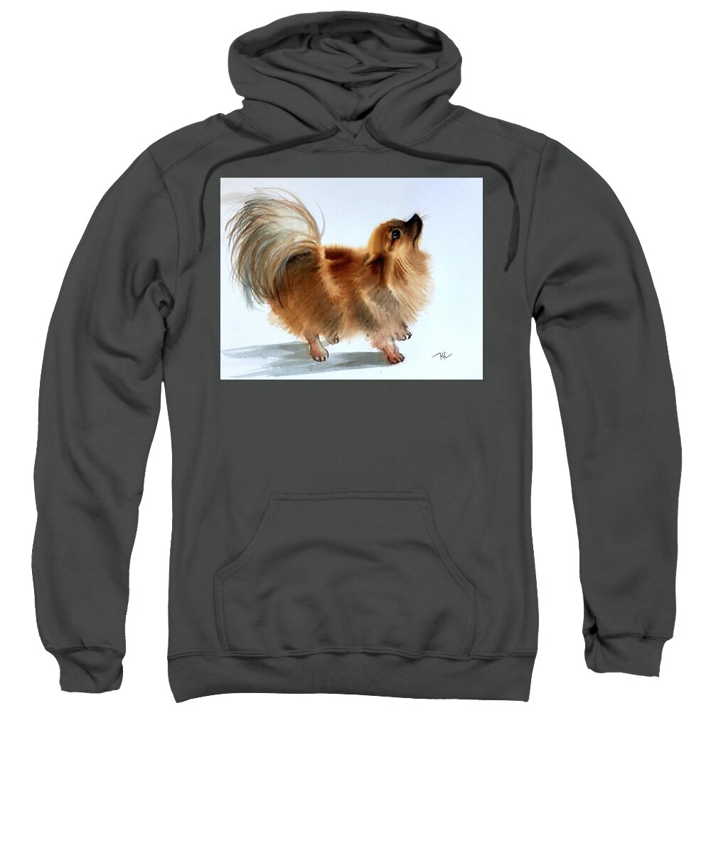 Pomeranian Dog Sweatshirt featuring the painting Smokey2 by Katerina Kovatcheva