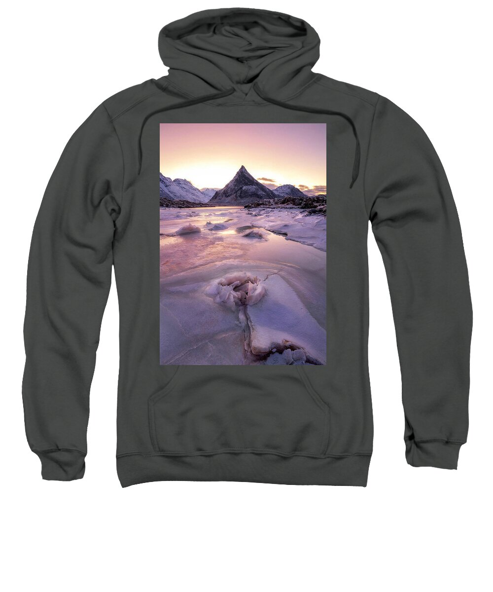 Lofoten Sweatshirt featuring the photograph Snow incredible mountain views by Andy Bucaille