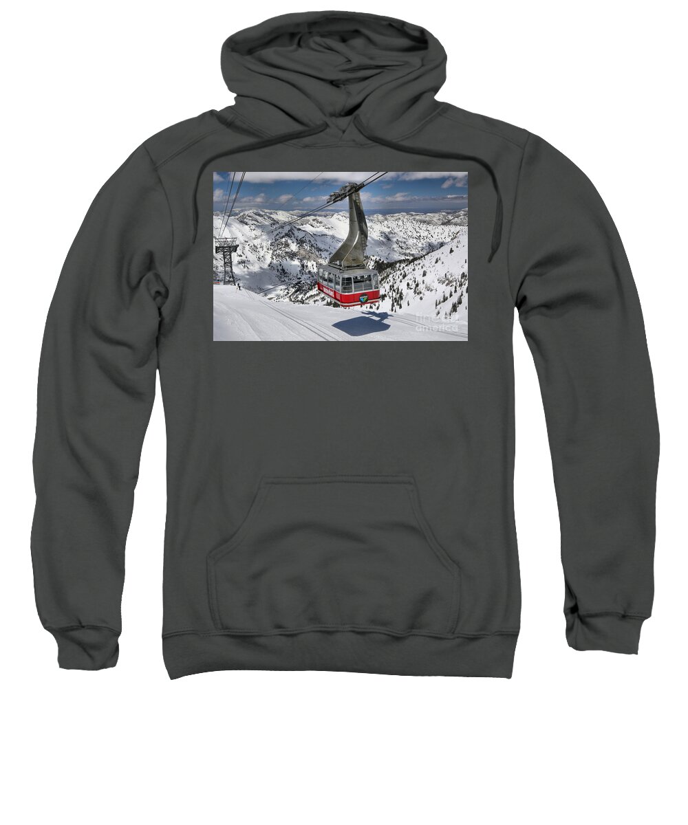 Snowbird Tram Sweatshirt featuring the photograph Snowbird Hidden Peak Tram by Adam Jewell