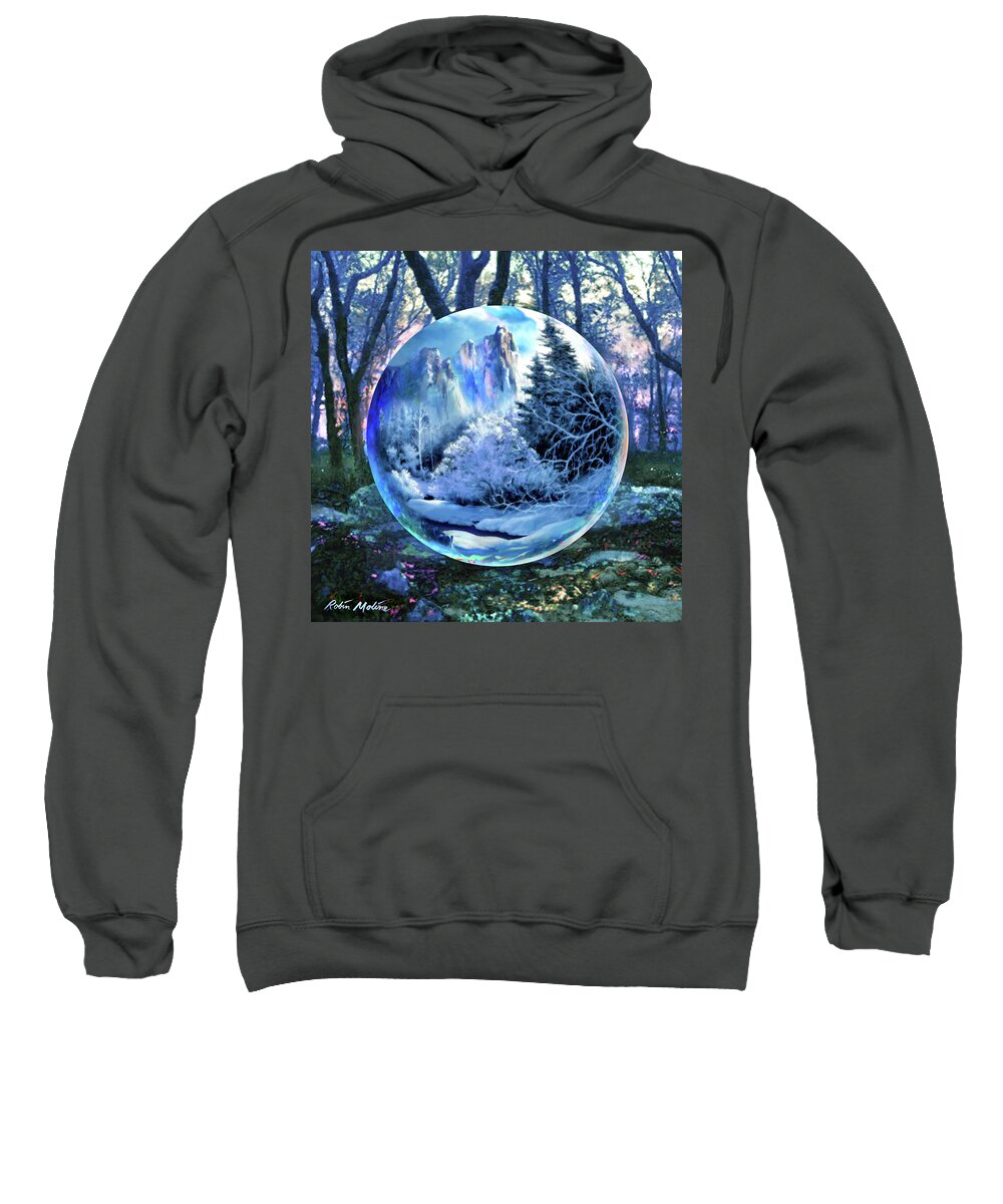 Snowglobe Sweatshirt featuring the digital art Snowglobular by Robin Moline